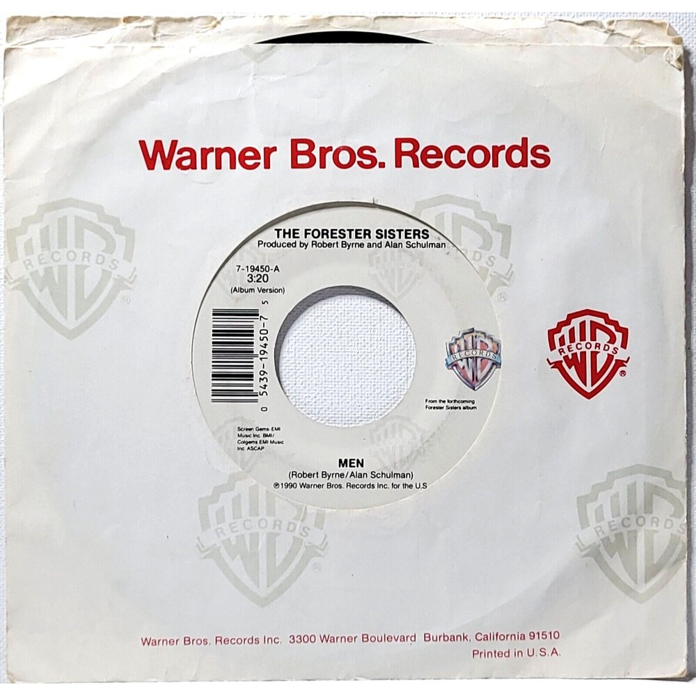 Forester Sisters 45 Men / Just In Case on Warner Bros. VG Country